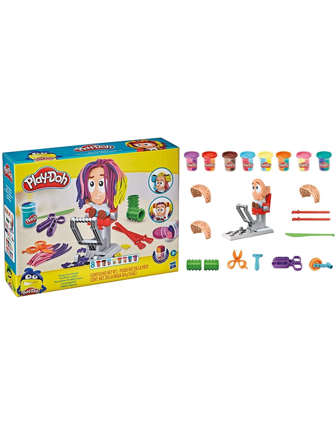 Hasbro Play-doh Πλαστελίνη – Παιχνίδι Crazy Cuts Stylist Hair Salon 8τμχ (F1260)